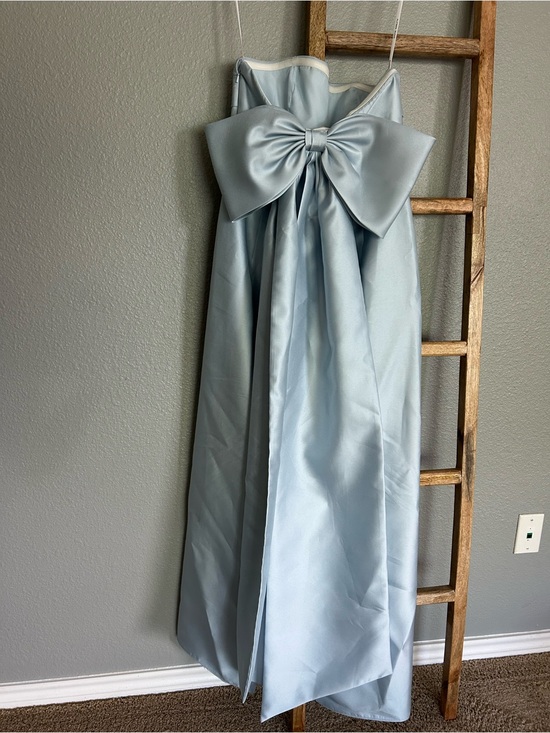 ALFRED SUNG Dresses & Skirts - ALFRED SUNG Light Blue Satin Dress with Bow